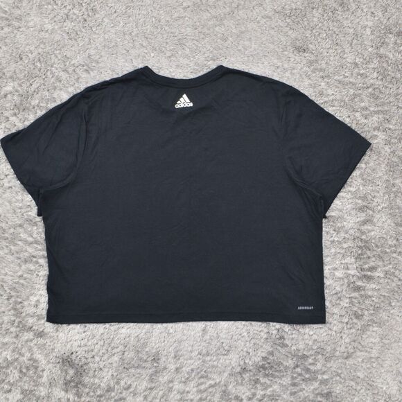 Adidas Women's Size 2XL Basic Short Sleeve Crop Black Solid Polyester Crew Neck - Picture 7 of 8